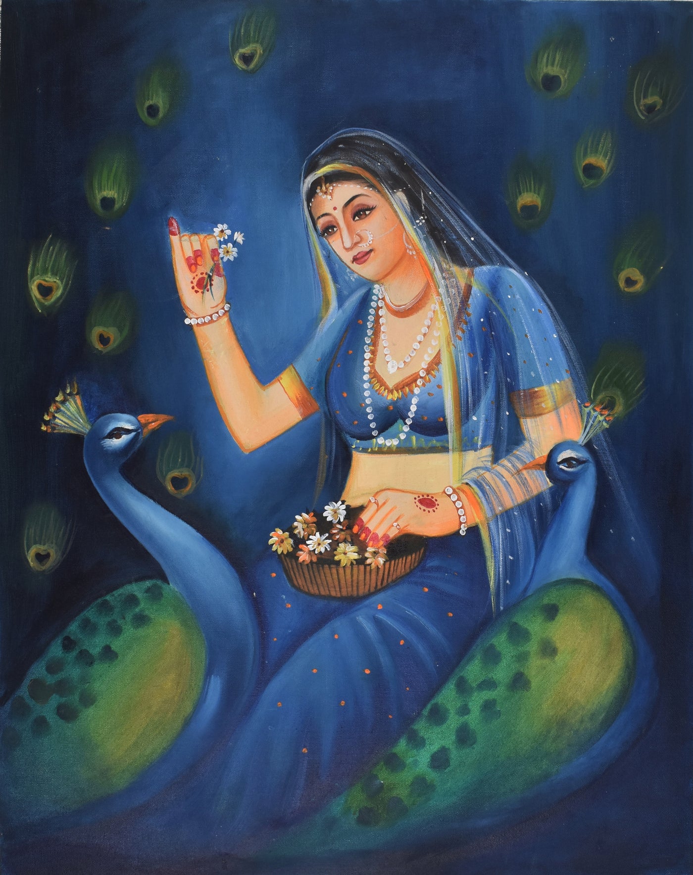 Lady with peacock